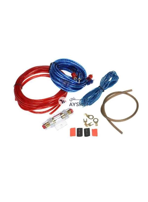 Generic YH-128 1200W Car Amplifier Audio Installation Wires Cables Kit - Red + Blue