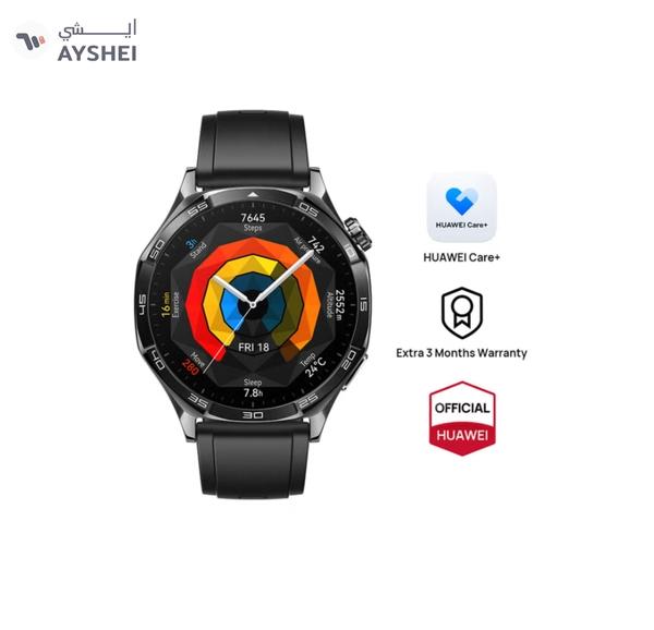 Huawei Watch GT 5 46mm Smartwatch, up to 14 Days Battery Life, All-new Running and Cycling Experience, Sharp-Edged Design Watch, Health Tracking, Compatible with iOS and Android - Fluoroelastomer Strap Black