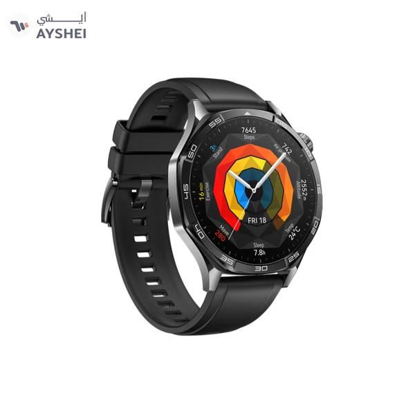Huawei Watch GT 5 46mm Smartwatch, up to 14 Days Battery Life, All-new Running and Cycling Experience, Sharp-Edged Design Watch, Health Tracking, Compatible with iOS and Android - Fluoroelastomer Strap Black