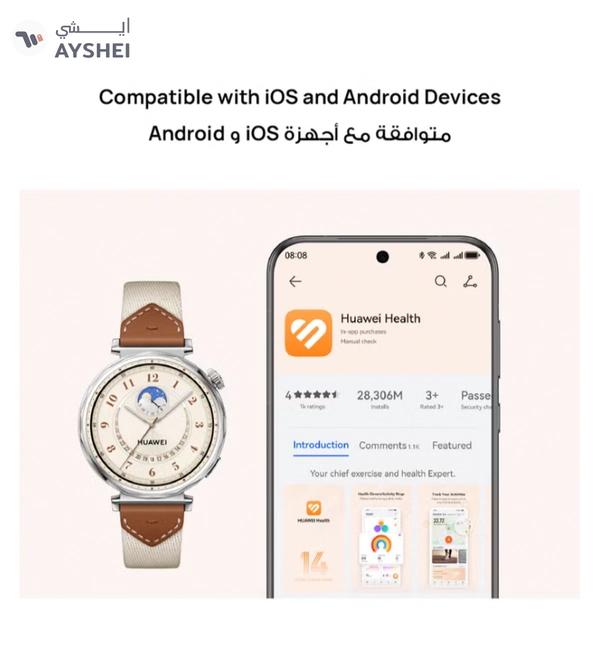 Huawei Watch GT 5 46mm Smartwatch, up to 14 Days Battery Life, All-new Running and Cycling Experience, Sharp-Edged Design Watch, Health Tracking, Compatible with iOS and Android - Fluoroelastomer Strap Black