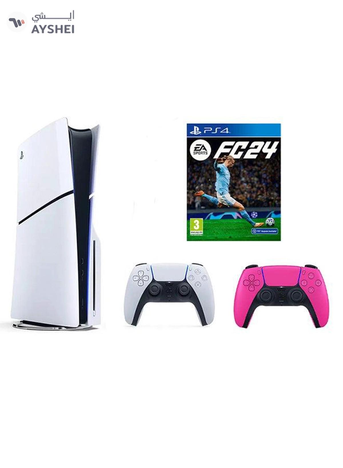 Sony PlayStation 5 Disc Slim Console With Extra Pink Controller And FC 24-0-portrait