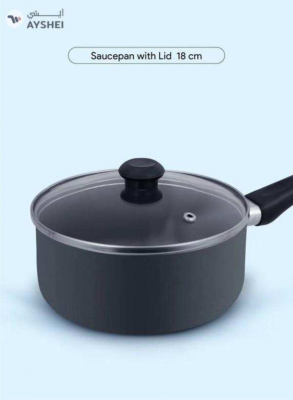 DELICI Nonstick Cookware Set 7 Pcs (NCS7G) | 10X Tougher Coating | Quick & Even Heat Distribution | Suitable for Hot Plate, Halogen, Ceramic, Gas | 24cm Casserole with Lid, 18cm Saucepan with Lid, 24cm Frypan and 2 Nylon Spatulas