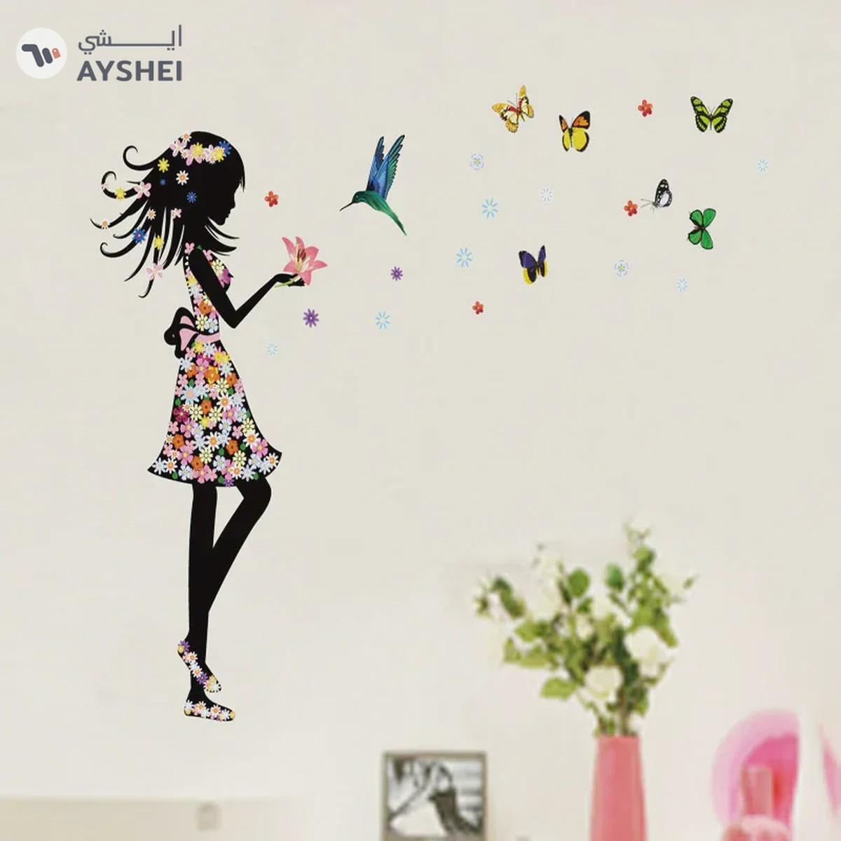 Babyqlo Pretty Fairy with Butterflies Wall Sticker For Girls Room-0-portrait