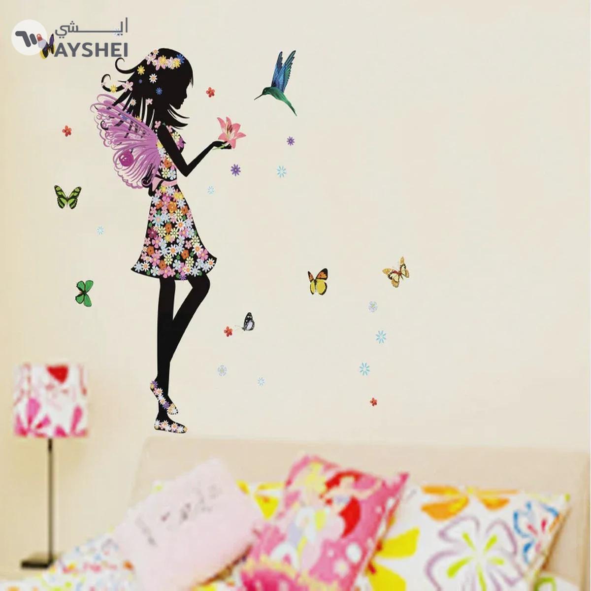 Babyqlo Pretty Fairy with Butterflies Wall Sticker For Girls Room-1-portrait