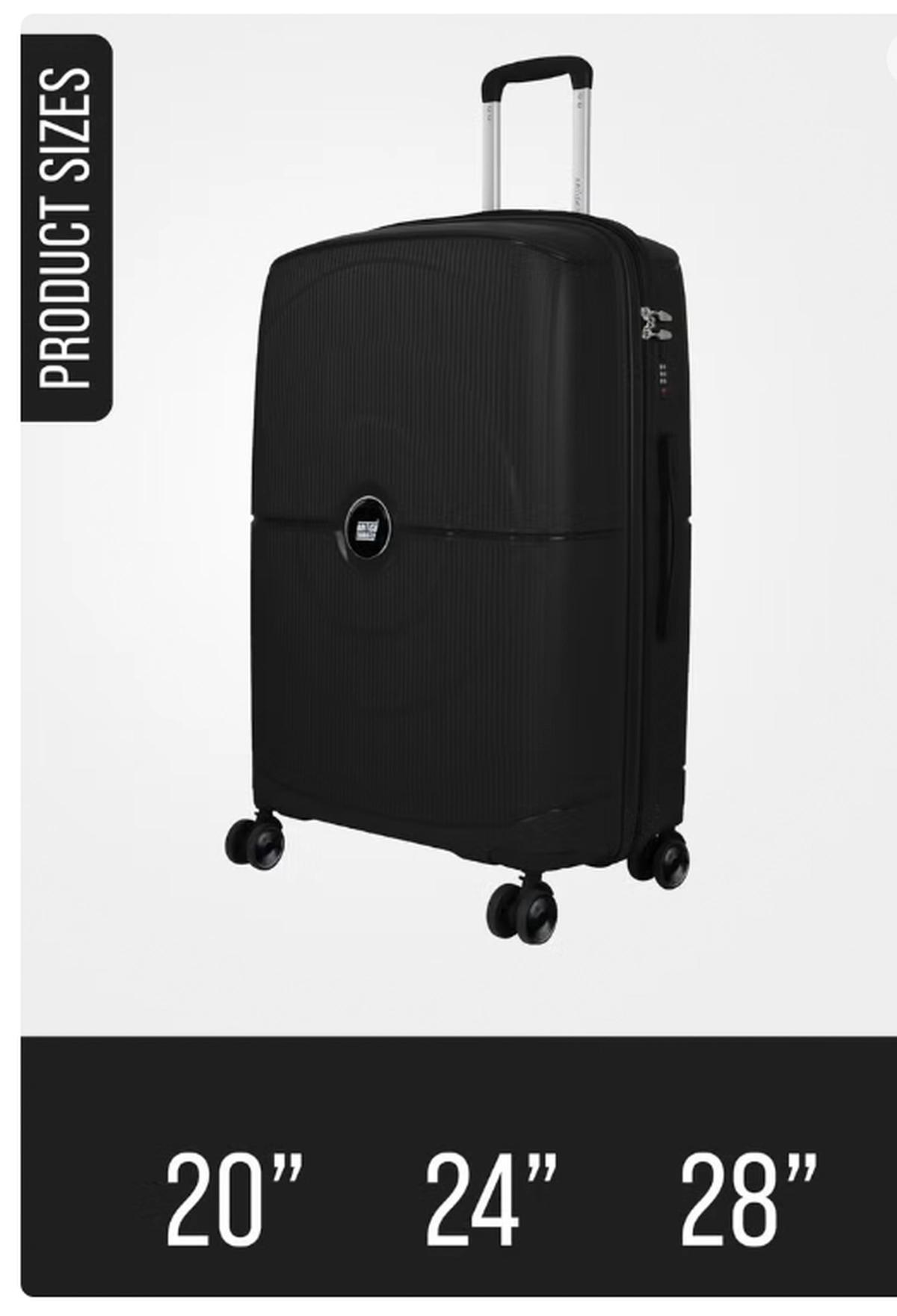 British Tourister Polypropylene Hardshell Luggage Set 3-Piece Spinner – TSA Approved Lock |Lightweight & Durable 20/24/28 Inch (Small, Medium, Large) – Black-0-portrait