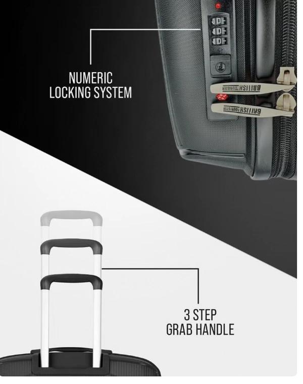 British Tourister Polypropylene Hardshell Luggage Set 3-Piece Spinner – TSA Approved Lock |Lightweight & Durable 20/24/28 Inch (Small, Medium, Large) – Black