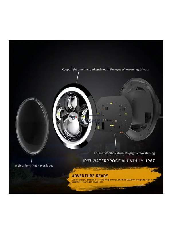 Generic 7-Inch Round Shaped LED Front Headlight For Jeep Wrangler JK LJ