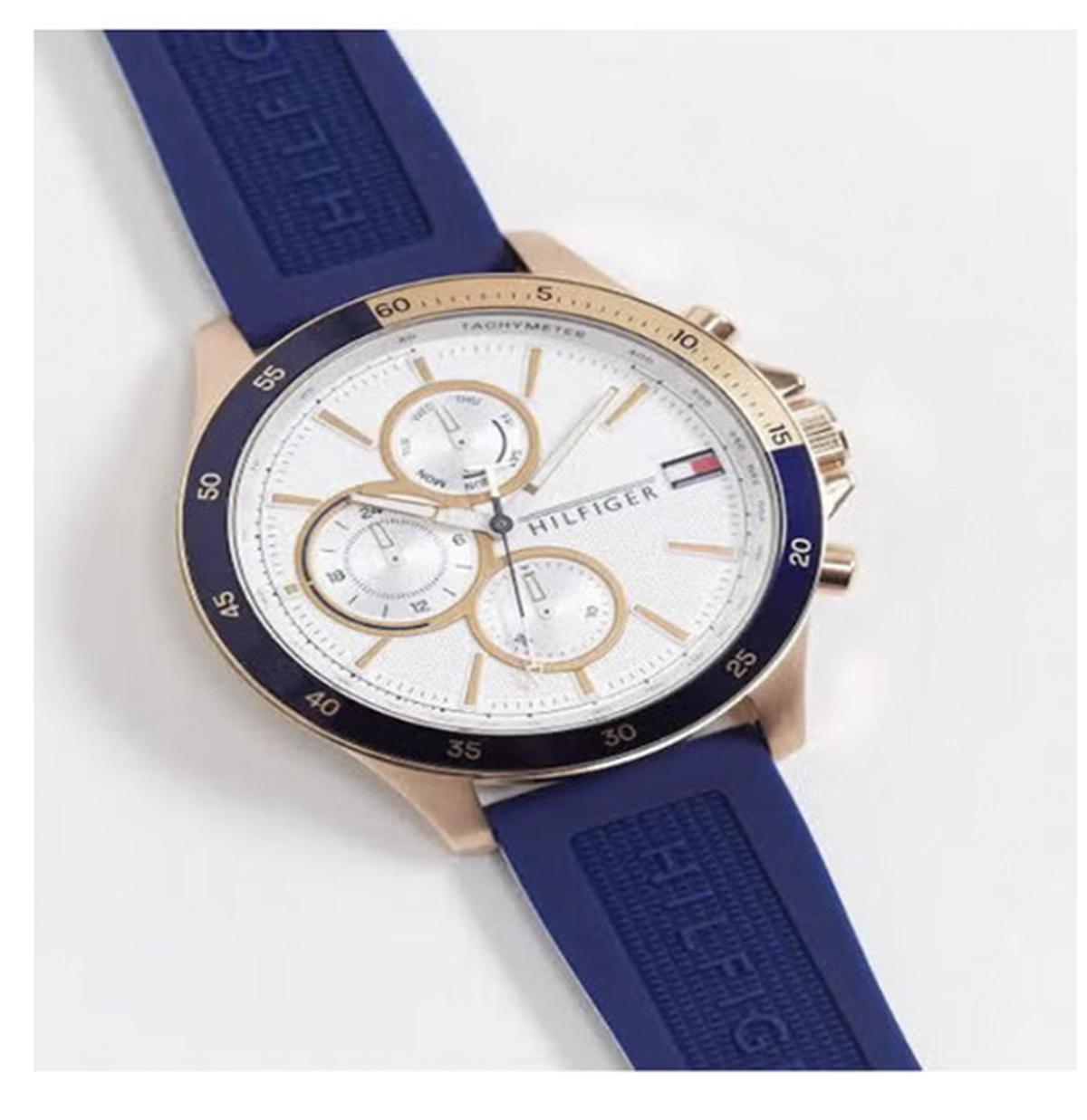 TOMMY HILFIGER Men's Rubber Chronograph Watch 1791778-0-portrait