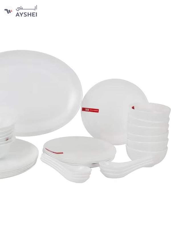 Delcasa DC3391 Opalware Dinner 33-Pieces Set, White