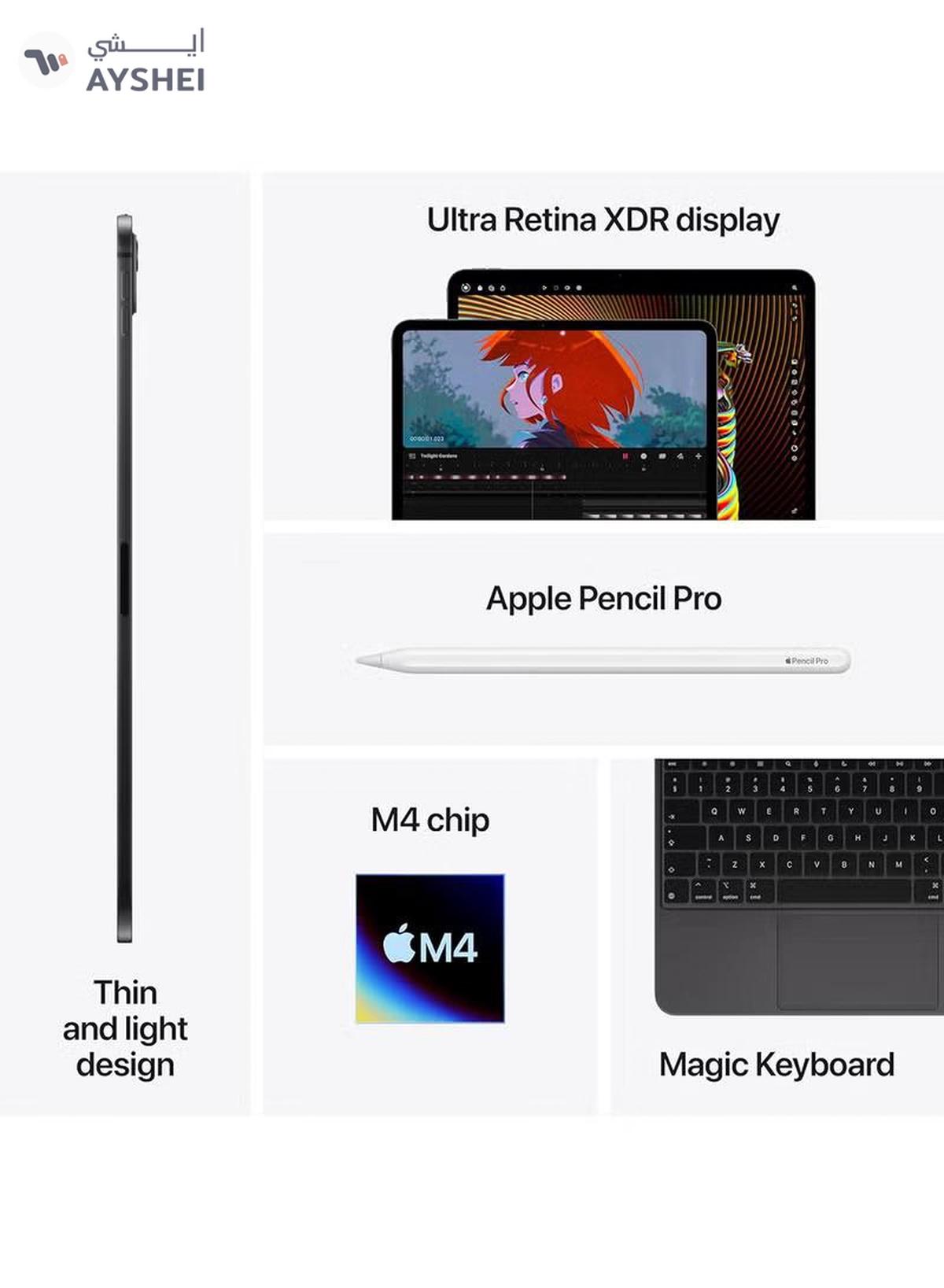 Apple iPad Pro - 2025 (8th Generation) M5 13-inch, 256GB, WiFi, Silver with Standard Glass - International Version-3-3