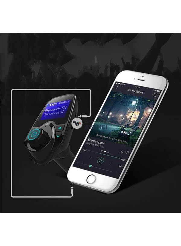 Generic Wireless Bluetooth FM Transmitter Car Charger Black