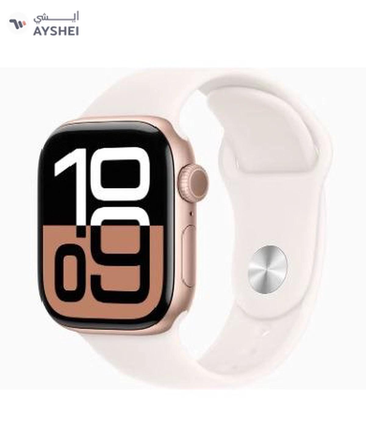 Apple Watch Series 10 GPS + Cellular 42mm Rose Gold Aluminium Case With Starlight Sport Band-0-portrait