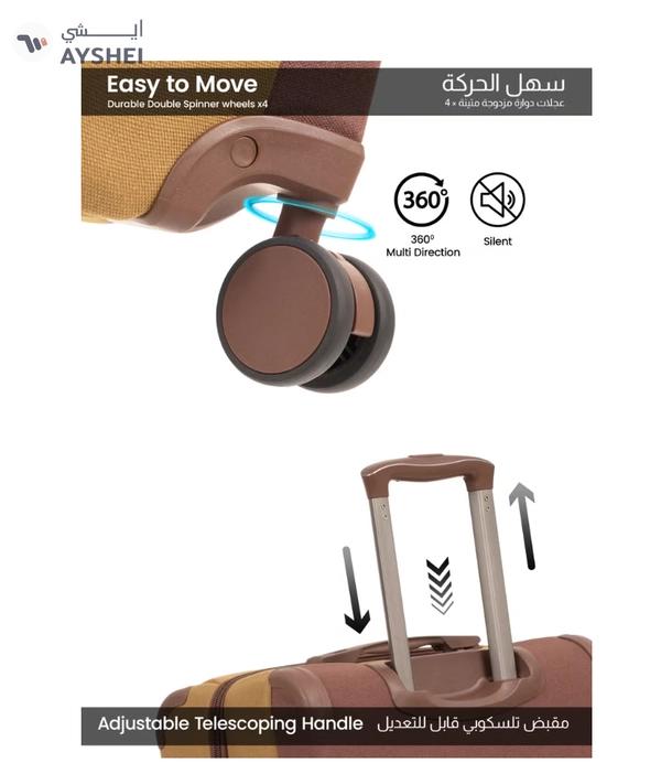 PARAJOHN Retro 3-Piece Canvas Luggage Set | 20/24/28 Inch Suitcases | 4-Wheel 360° Spinner Trolley | Travel Hard Case Set Brown