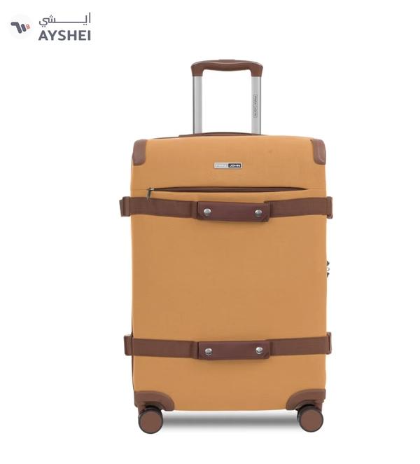 PARAJOHN Retro 3-Piece Canvas Luggage Set | 20/24/28 Inch Suitcases | 4-Wheel 360° Spinner Trolley | Travel Hard Case Set Brown
