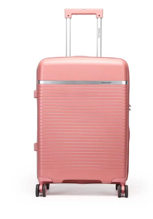 British Traveller 3-Piece Polypropylene Luggage Set | 20”, 24”, 28” Lightweight Suitcases with 360° Spinner Wheels, TSA Lock, Water & Scratch Resistant | Durable Hard Shell Trolley Bags with Telescopic Handle - Pink