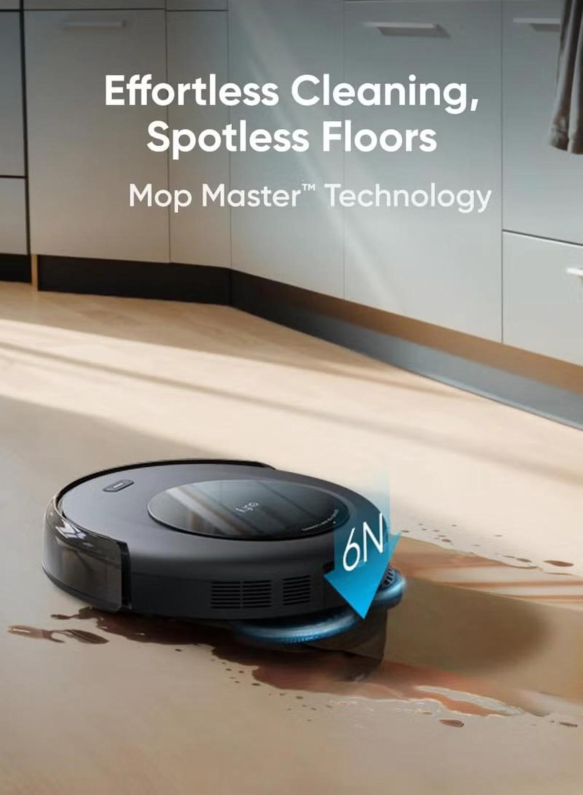 Eufy Robot Vacuum Omni C20 with All-in-One Station, Auto Emptying, Mop Washing and Drying for Hands-Free Cleaning, 7,000 Pa Powerful Suction, 3.35-Inch Ultra-Slim Body, Robot Vacuum and Mop Combo 30 W T2280V11 Black-5-5