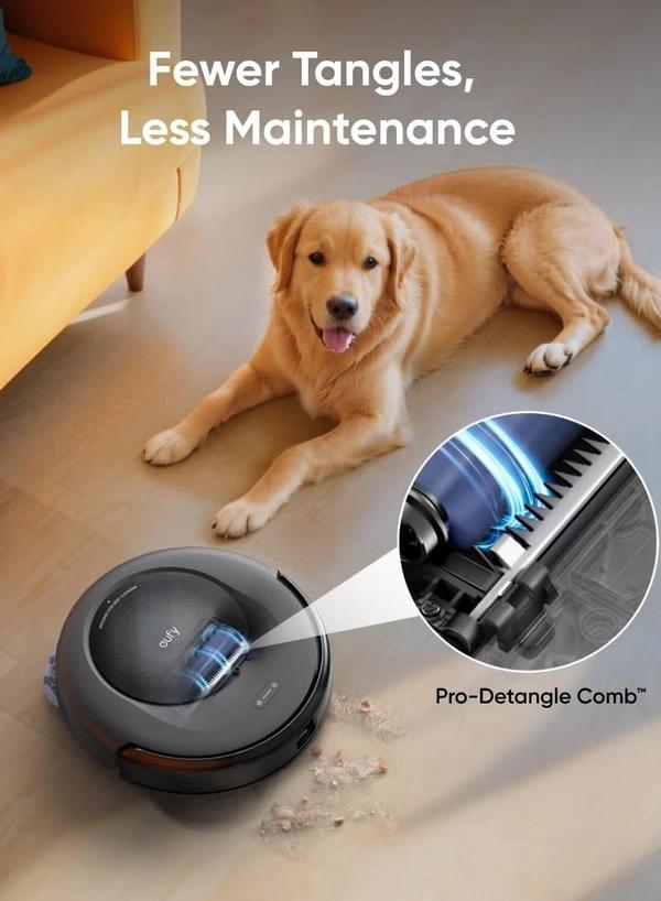 Eufy Robot Vacuum Omni C20 with All-in-One Station, Auto Emptying, Mop Washing and Drying for Hands-Free Cleaning, 7,000 Pa Powerful Suction, 3.35-Inch Ultra-Slim Body, Robot Vacuum and Mop Combo 30 W T2280V11 Black