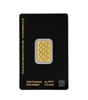 5 Grams Swiss Gold Bar 100% Authentic