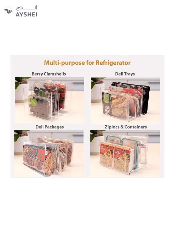 Eworld Stackable Fridge Acrylic Organizer with Vertical Dividers for Fruit Clamshells, Deli, Trays