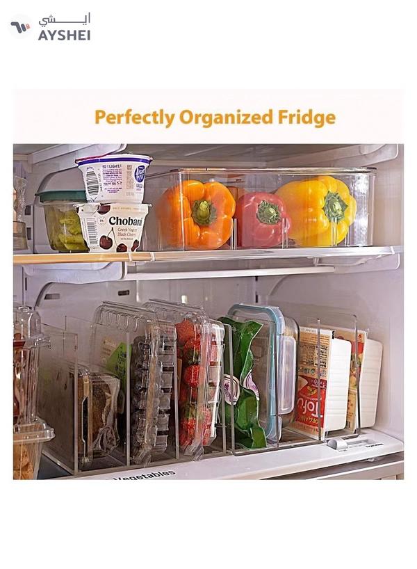 Eworld Stackable Fridge Acrylic Organizer with Vertical Dividers for Fruit Clamshells, Deli, Trays