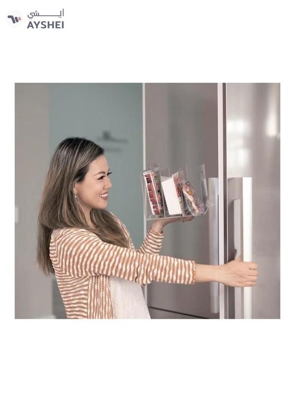 Eworld Stackable Fridge Acrylic Organizer with Vertical Dividers for Fruit Clamshells, Deli, Trays