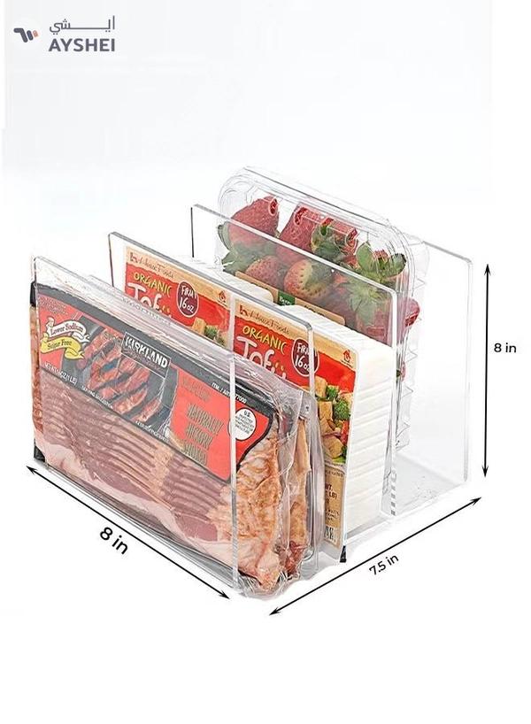 Eworld Stackable Fridge Acrylic Organizer with Vertical Dividers for Fruit Clamshells, Deli, Trays