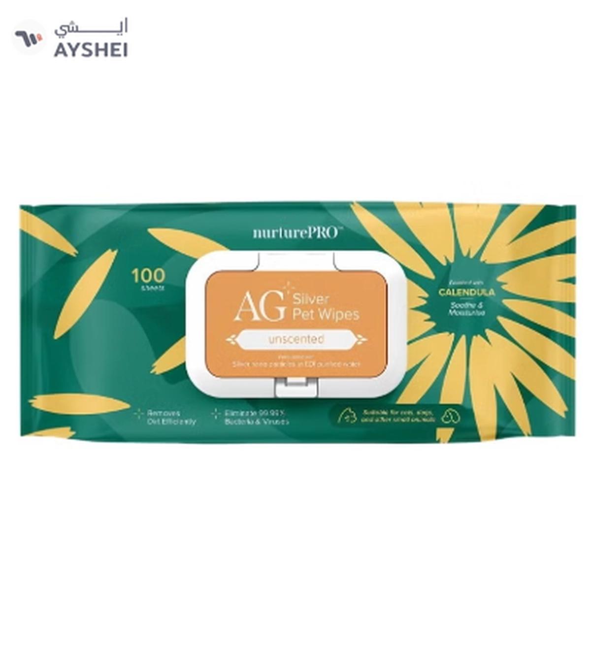 NurturePro AG+ Silver Pet Wet Wipes -Unscented (100 Sheets /Pack)-0-0