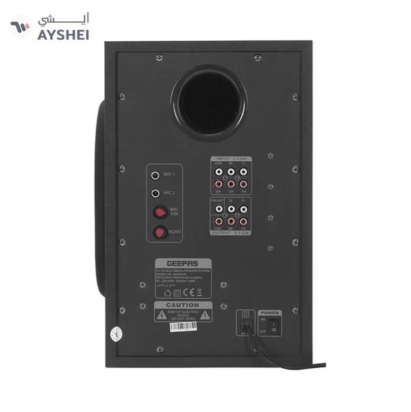 Geepas 5.1 Channel Multimedia Speaker System with Remote Control- GMS8578| FM Radio, Bluetooth, USB Input, SD Card Reader, Karaoke Function| LED Display