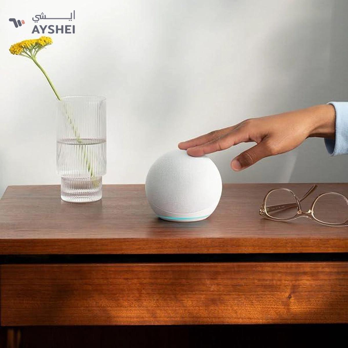 Eco Dot (5th Gen) | smart bluetooth speaker with vibrant sound and Alex | Use your voice to control smart home devices, play music or the Quran, and more (speaks English & Khaleeji) | White | Blue | Black-3-3