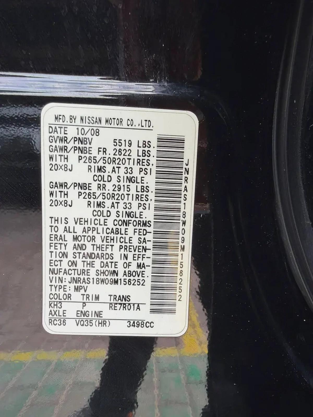 Infiniti FX35 2009, American Specs-12-12