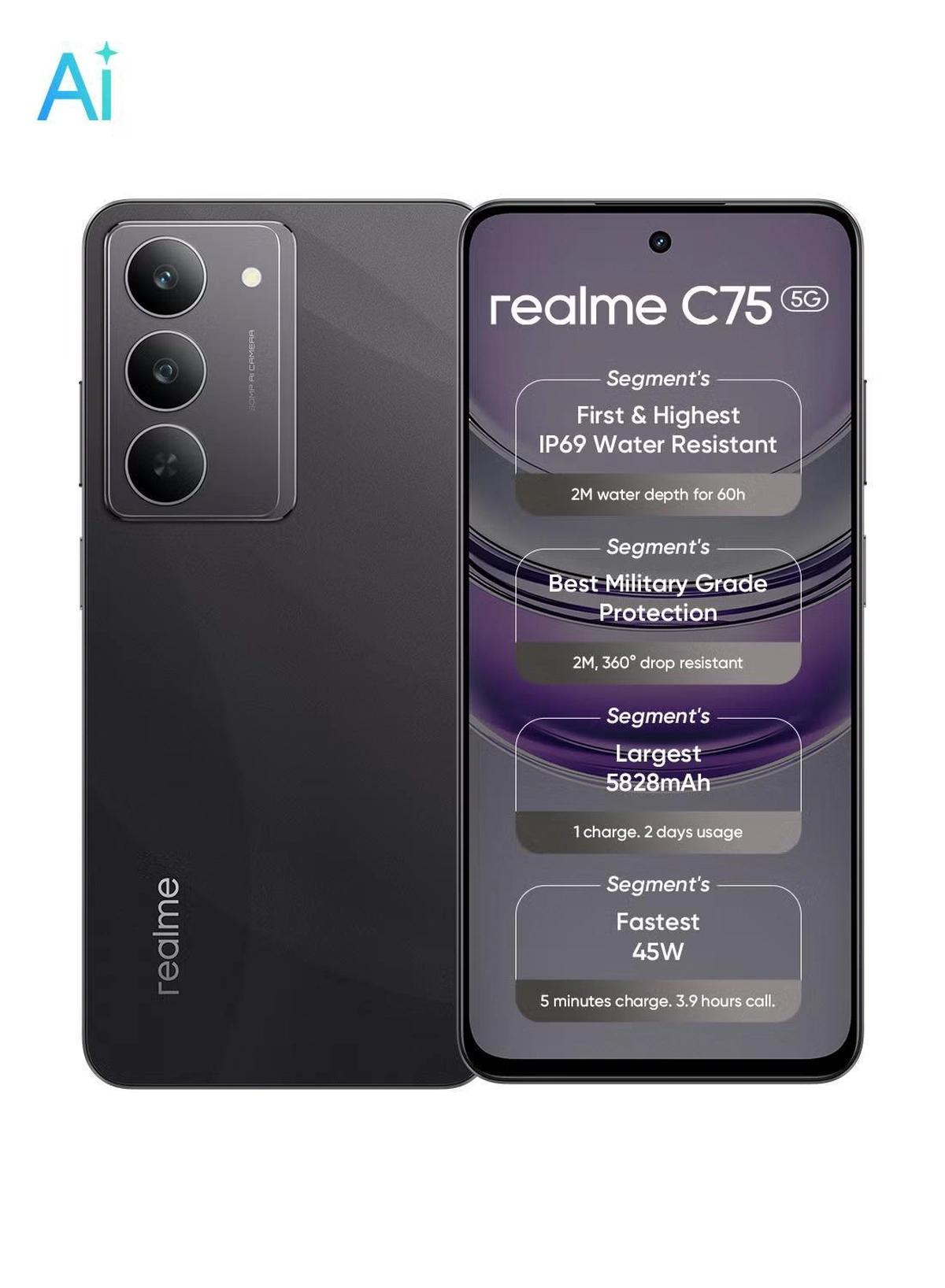 realme C75 5G Dual SIM 8GB RAM 256GB Storm Black - International Version-0-portrait