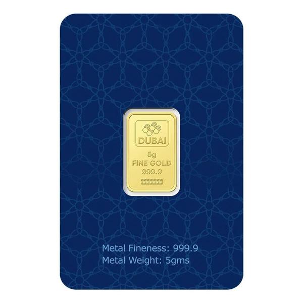 Dubai Gold 5 Grams Pure 999.9 Fine Gold Bar