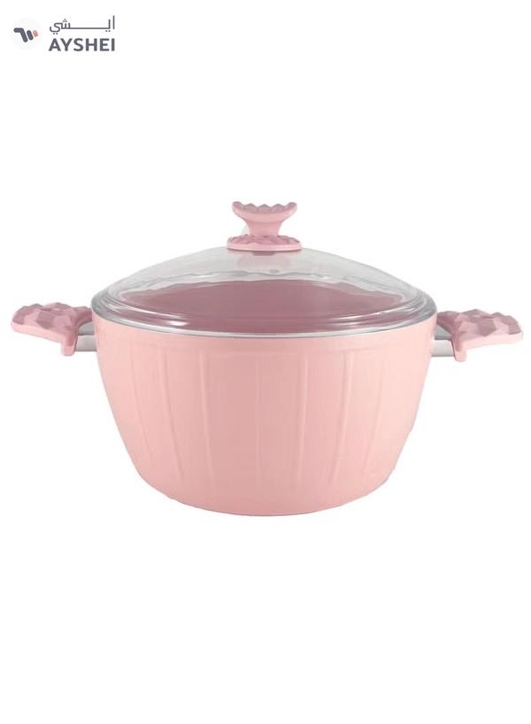 Homemaker 9-Piece Farah Cookware Set - Tempered Glass Lids - 3 Deep Pots - 1 Low Pot - 1 Frypan - Non-Stick Ceramic Surface - PFOA Free - Pink