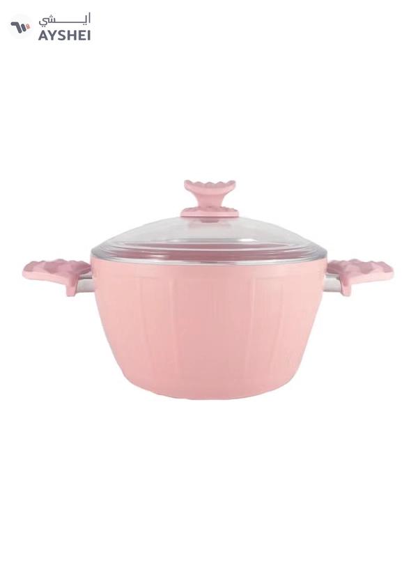 Homemaker 9-Piece Farah Cookware Set - Tempered Glass Lids - 3 Deep Pots - 1 Low Pot - 1 Frypan - Non-Stick Ceramic Surface - PFOA Free - Pink