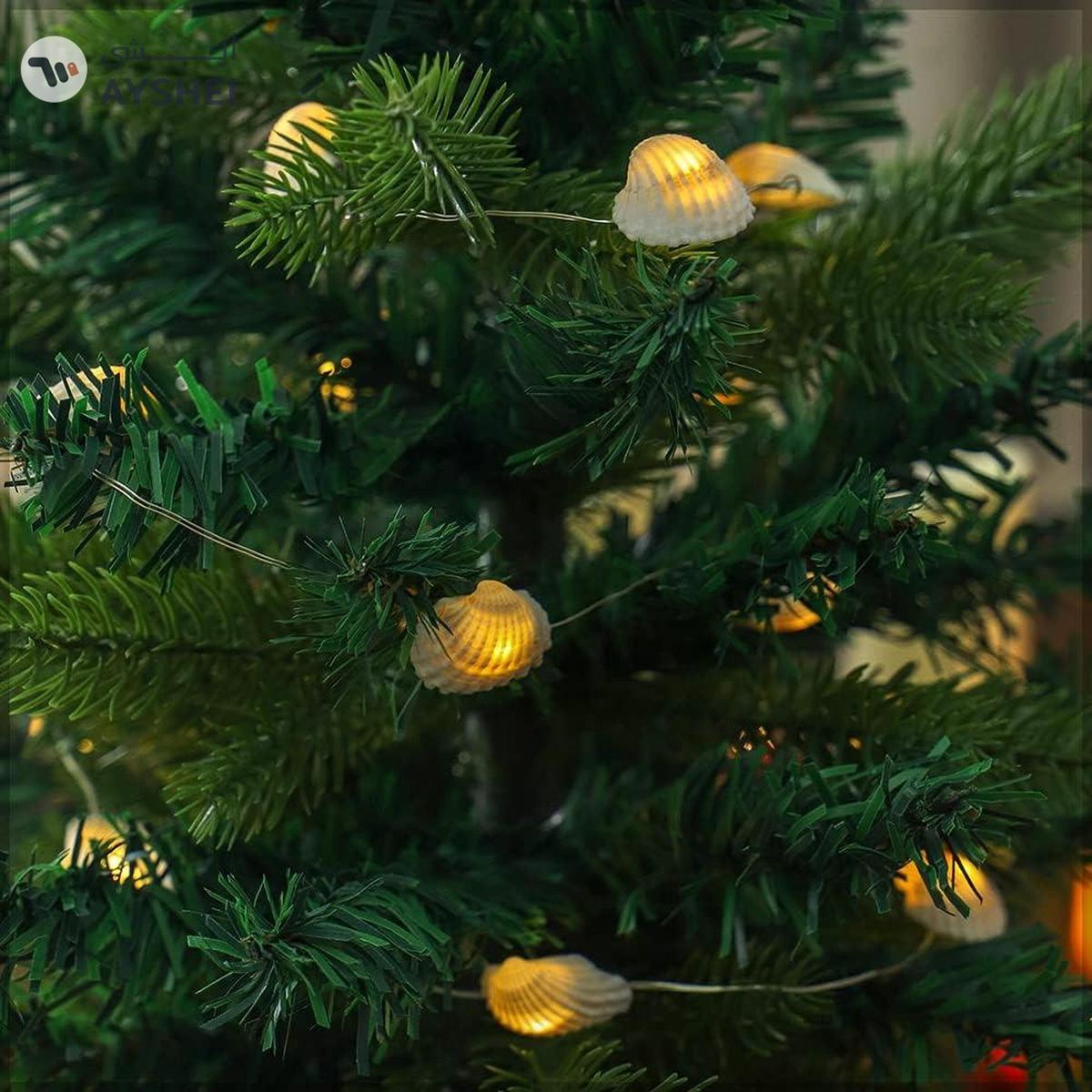 YATAI Holiday Sea Shell Garland Wreath Battery Operated LED Fairy String Lights-1-1