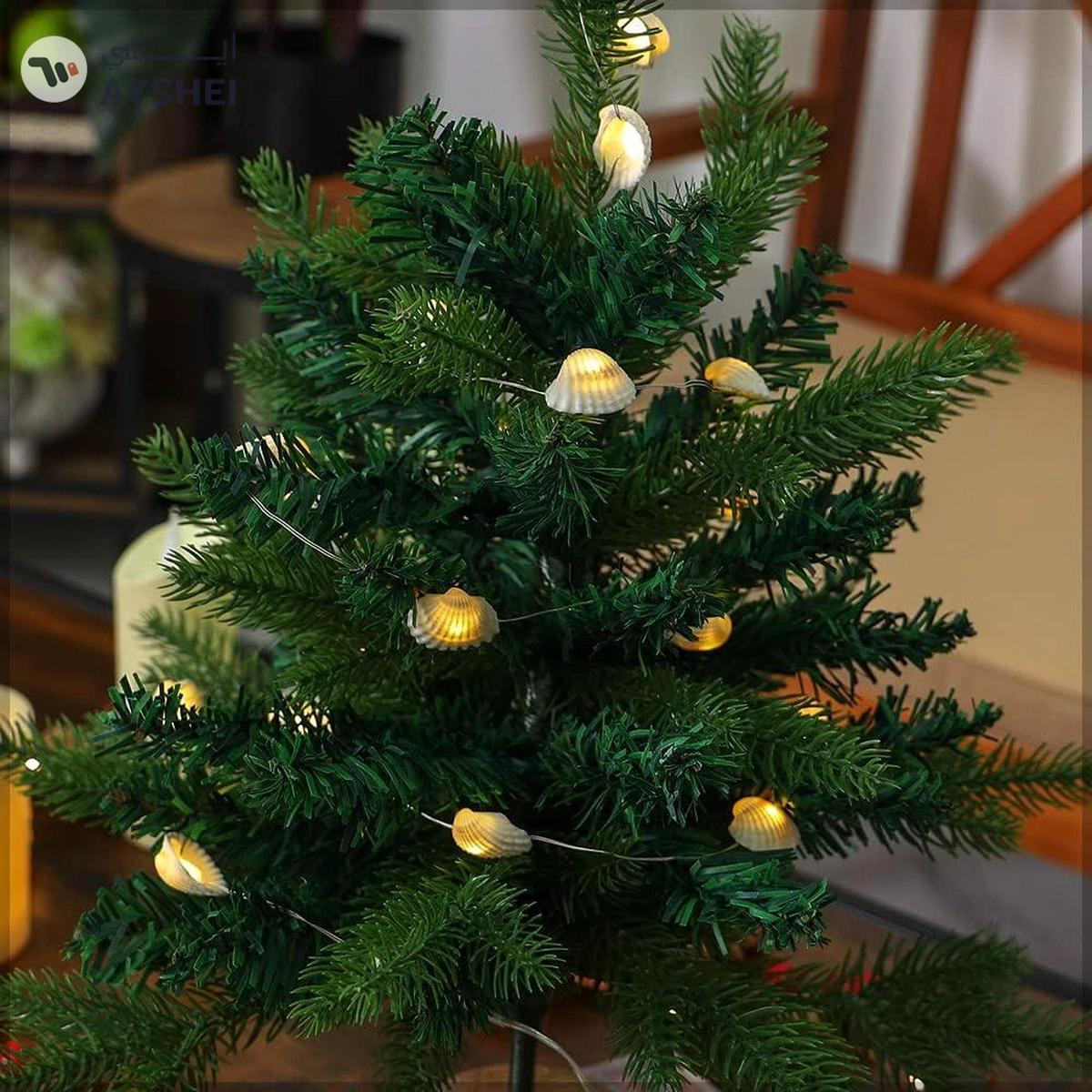 YATAI Holiday Sea Shell Garland Wreath Battery Operated LED Fairy String Lights-2-2