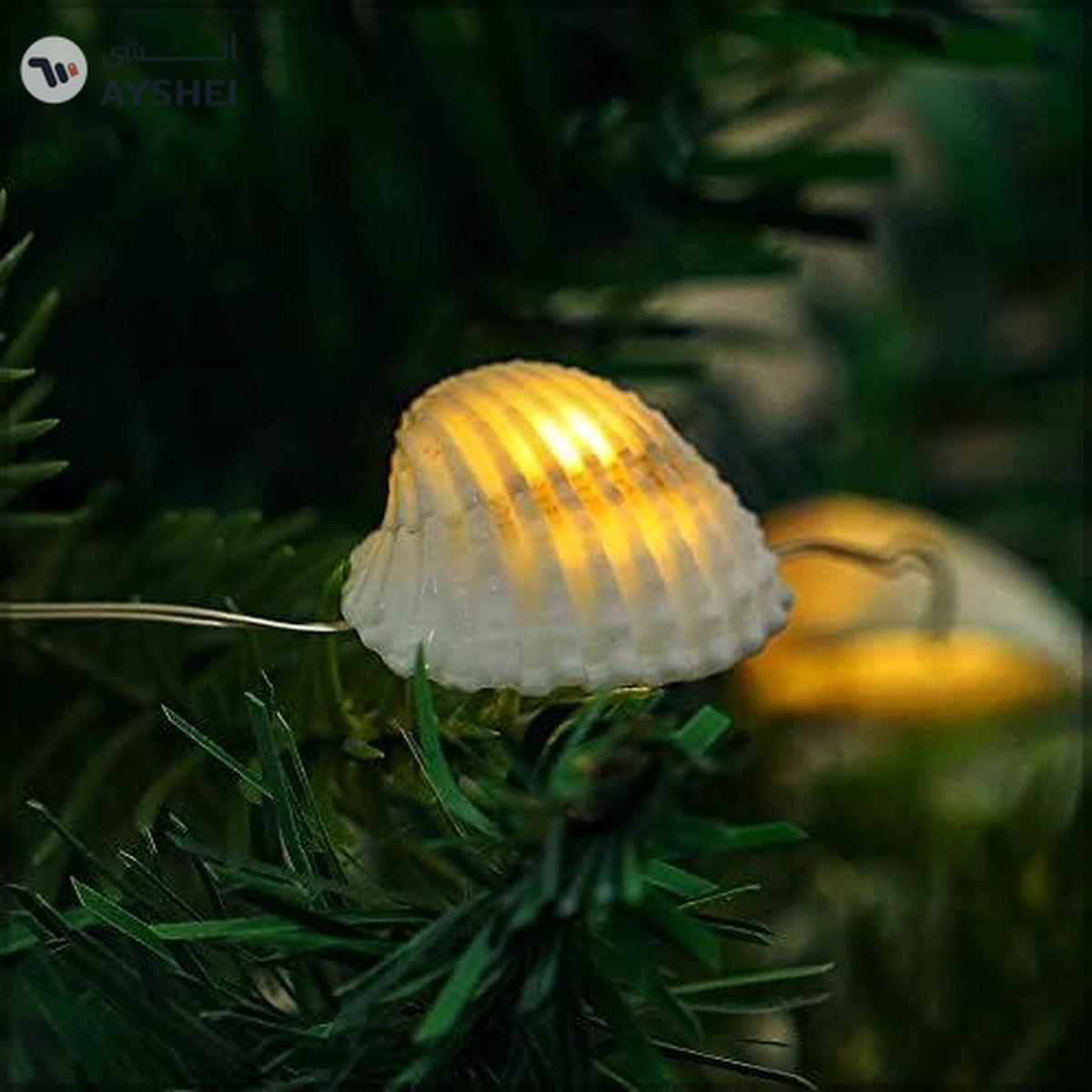YATAI Holiday Sea Shell Garland Wreath Battery Operated LED Fairy String Lights-4-4