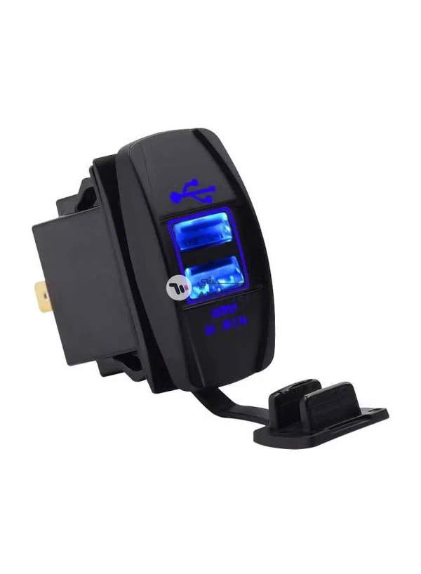 Generic Multi-Functional Dual USB Car Charger Black/Blue
