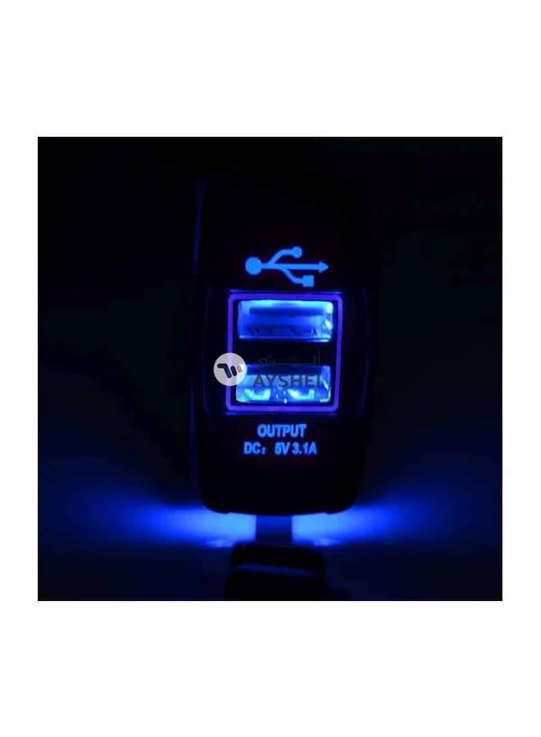 Generic Multi-Functional Dual USB Car Charger Black/Blue