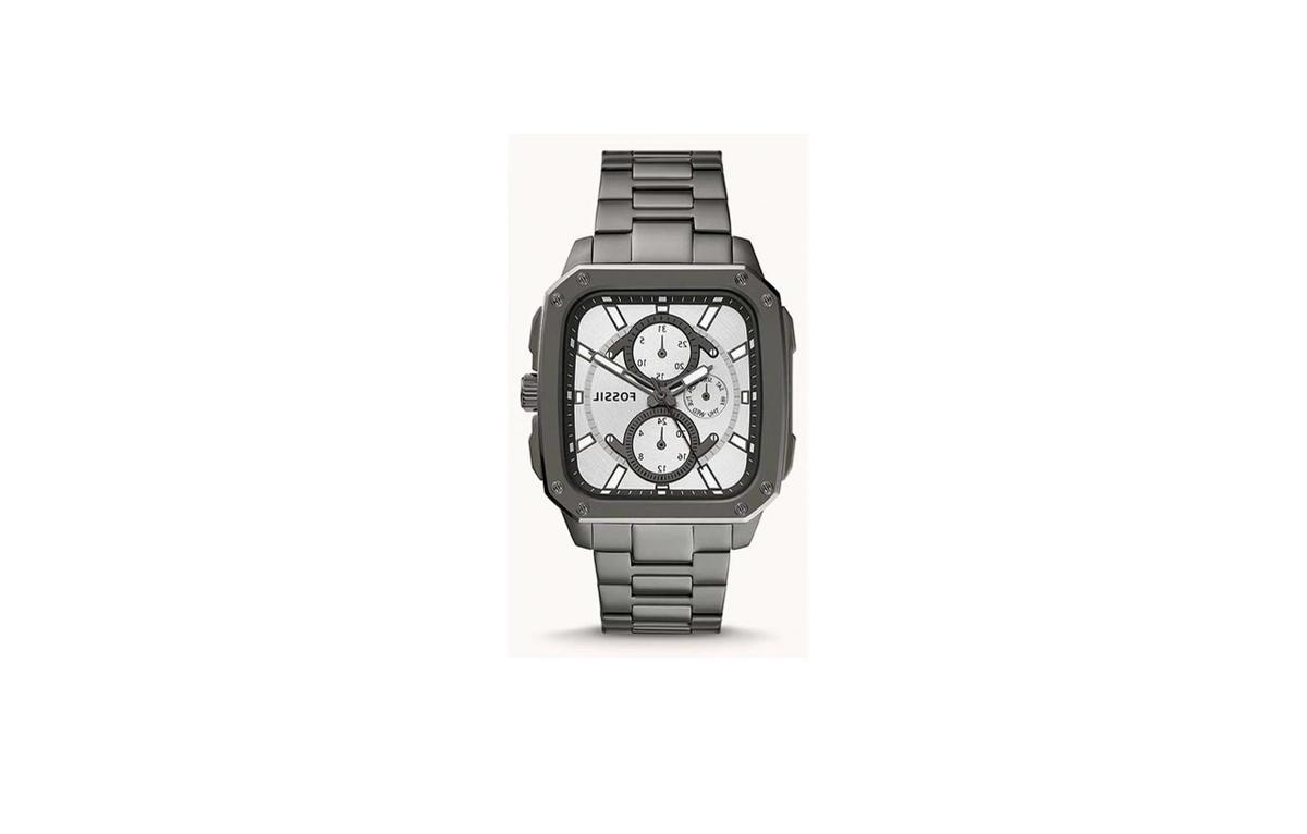 Fossil Men's Inscription Rectangle Shape Stainless Steel Chronograph Wrist Watch BQ2657 - 42mm - Grey-0-landscape