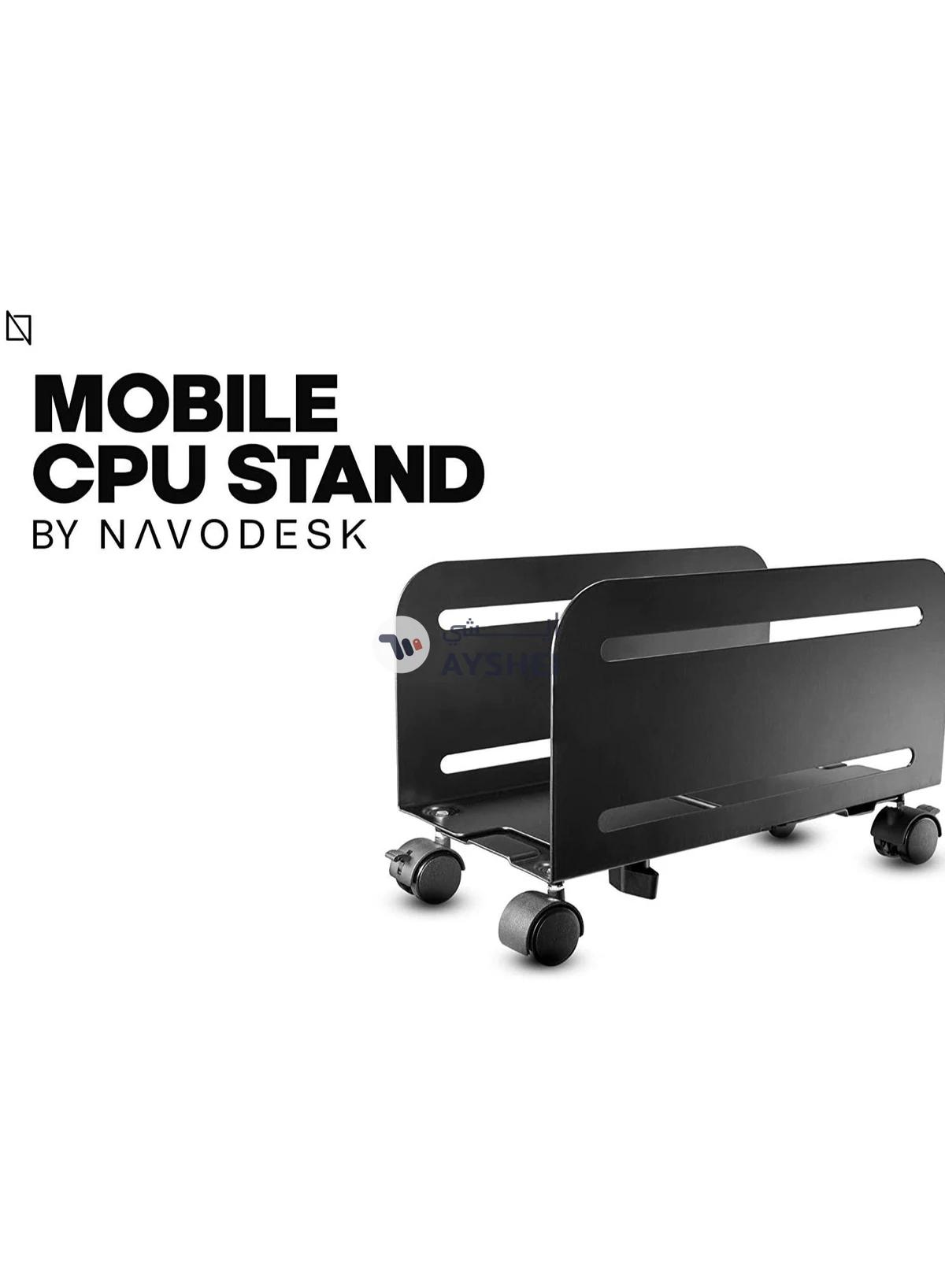 Mobile CPU Stand Desktop Computer Tower Cart with Caster Wheels (Black)-1-1