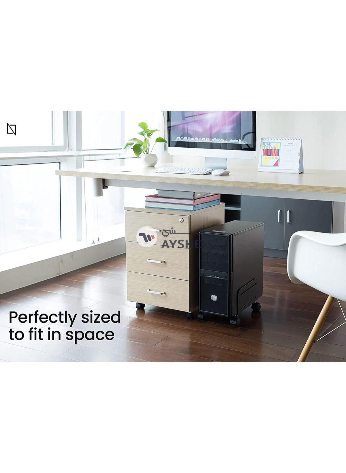 Mobile CPU Stand Desktop Computer Tower Cart with Caster Wheels (Black)-1-portrait