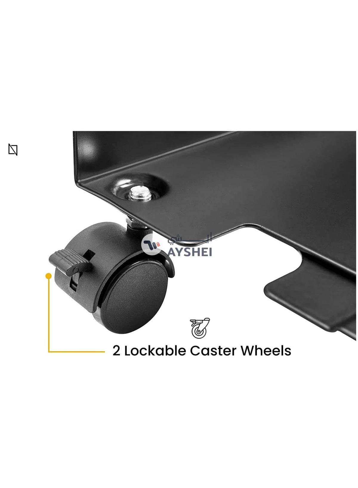 Mobile CPU Stand Desktop Computer Tower Cart with Caster Wheels (Black)-6-6