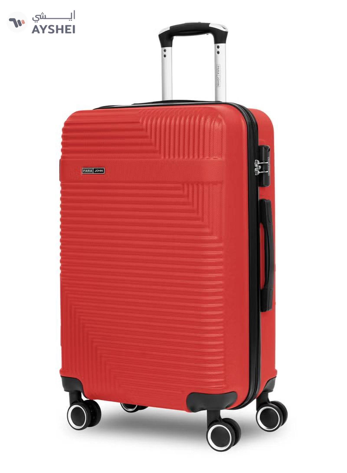 PARAJOHN ABS Material 3-Piece Hardsided Luggage Set | 4-Wheel Spinner Trolley | Small (10kg), Medium (20kg), Large (30kg)Red-1-1