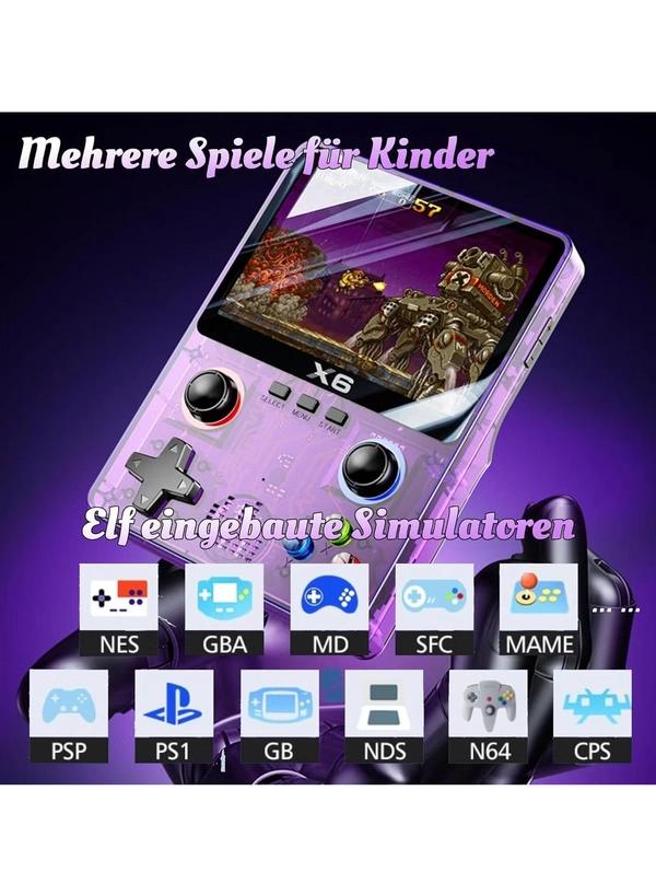 X6 HD Handheld Game Console - Portable Retro Gaming Console, Mini X6 Handheld with 32GB Storage, Built-In Classic Games, Long Battery Life, Perfect for On-the-Go Entertainment (White)