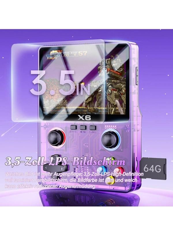 X6 HD Handheld Game Console - Portable Retro Gaming Console, Mini X6 Handheld with 32GB Storage, Built-In Classic Games, Long Battery Life, Perfect for On-the-Go Entertainment (White)