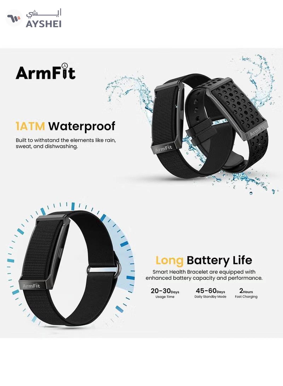 Armfit Deep Zeero Membership fee fitness tracker band Health and Fitness Wearable – 24/7 Activity Tracker Sleep Tracking, with app support – 15+ Days Battery Life black-3-3