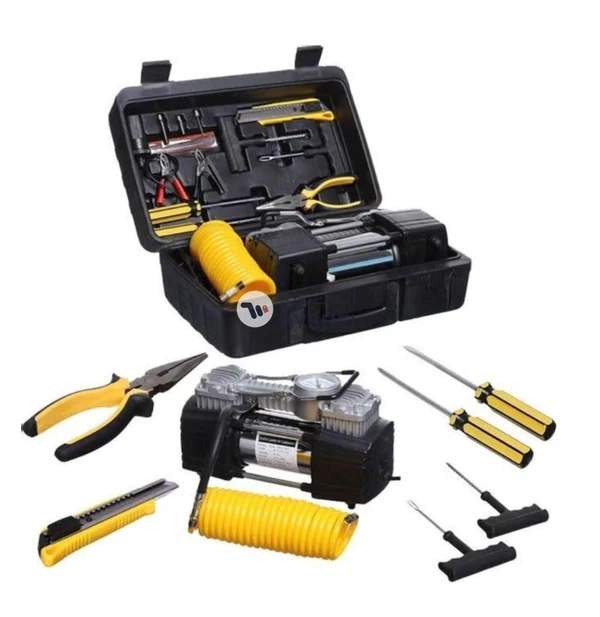 Camel Air Compressor Tyre Double Cylinder Inflator Heavy Duty Pump With Car Emergency Kit