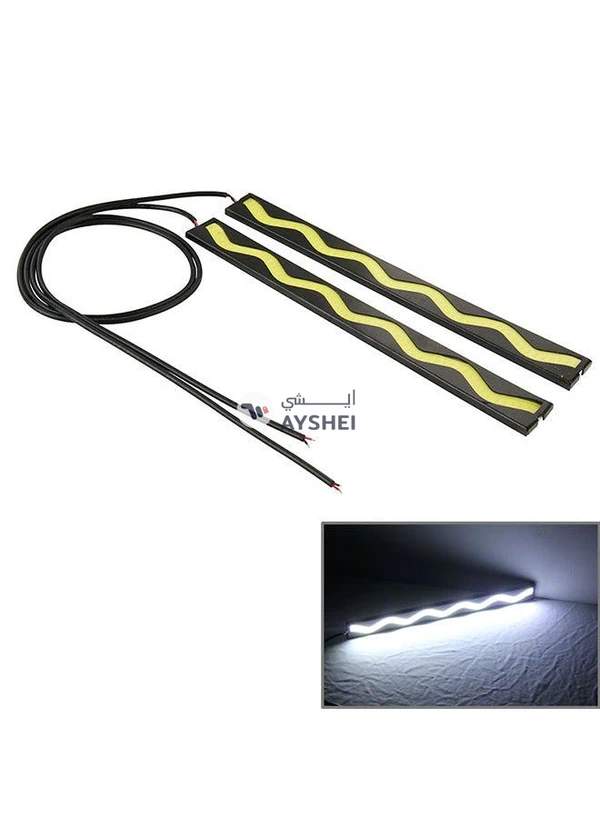 Generic 2-Piece DC 12V 2x6W COB DRL LED Wave Car Daytime Running Lights