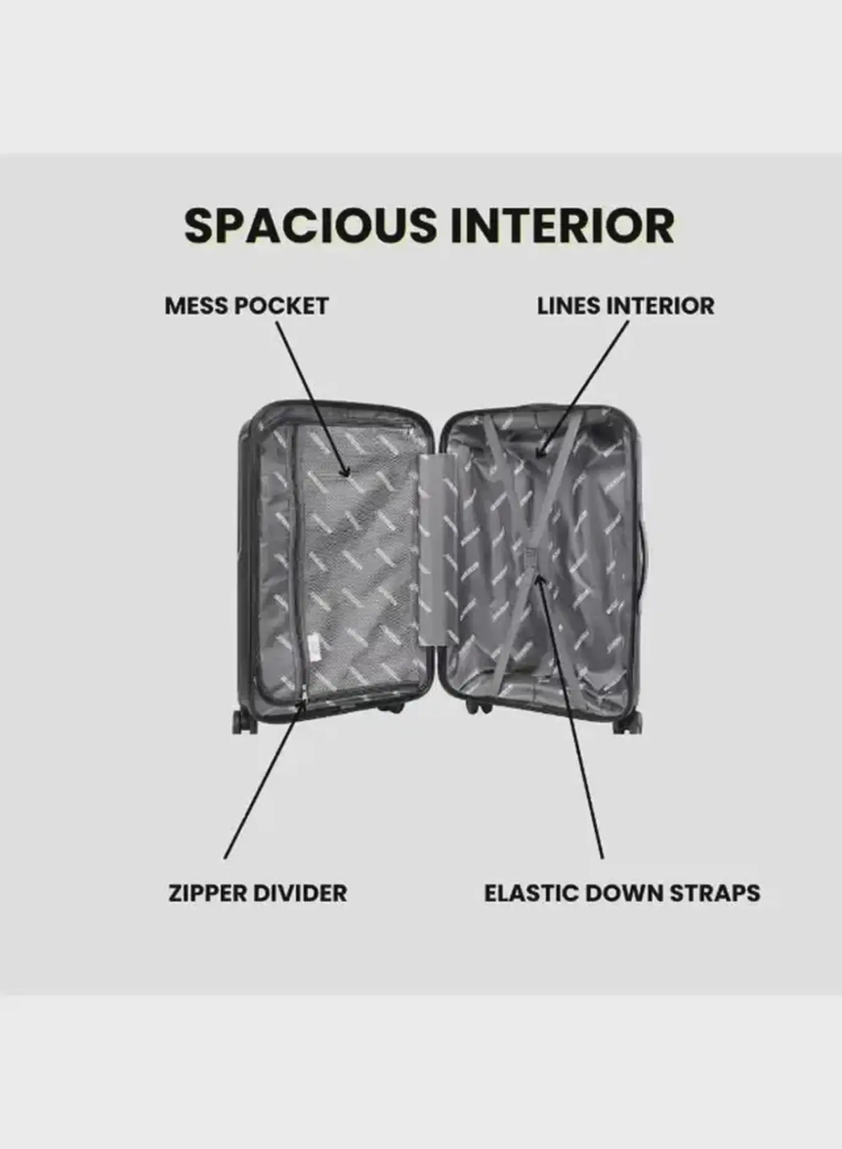 British Tourister 3 Piece Polypropylene Hard Side Spinner Luggage Trolley Set 20/24/28 Inch - Black-2-2